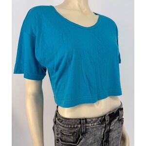 Vintage 90s Ragtop USA Cropped Boxy T-Shirt Turquoise Grunge Y2K Baby Tee M